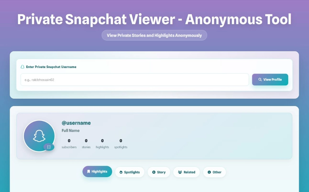 Private Snapchat Viewer workspace on Storiewer